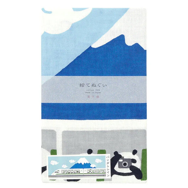 Tenugui Panda Train Hamamonyo – Tenugui, 100 % Baumwolle, Made in Japan
