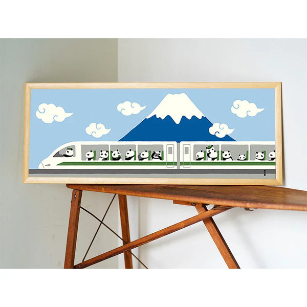 Tenugui Panda Train Hamamonyo – Tenugui, 100 % Baumwolle, Made in Japan