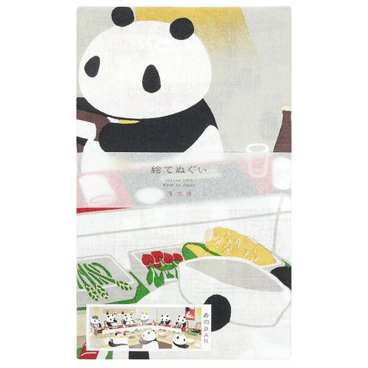 Tenugui Panda Sushi Bar Hamamonyo – Tenugui, 100 % Baumwolle, Made in Japan