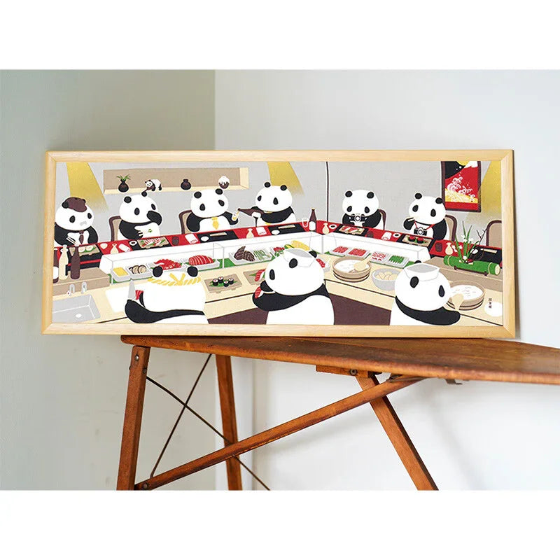 Tenugui Panda Sushi Bar Hamamonyo – Tenugui, 100 % Baumwolle, Made in Japan