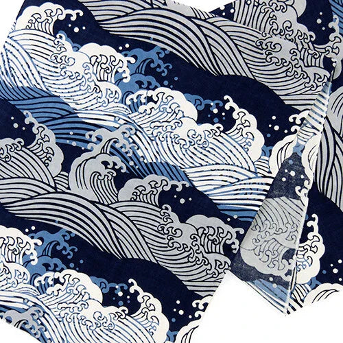 Tenugui Nami No Nami Hamamonyo – Tenugui, 100 % Baumwolle, Made in Japan