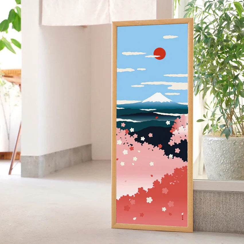 Tenugui Hayazaki Sakur To Fuji San Hamamonyo – Tenugui, 100 % Baumwolle, Made in Japan