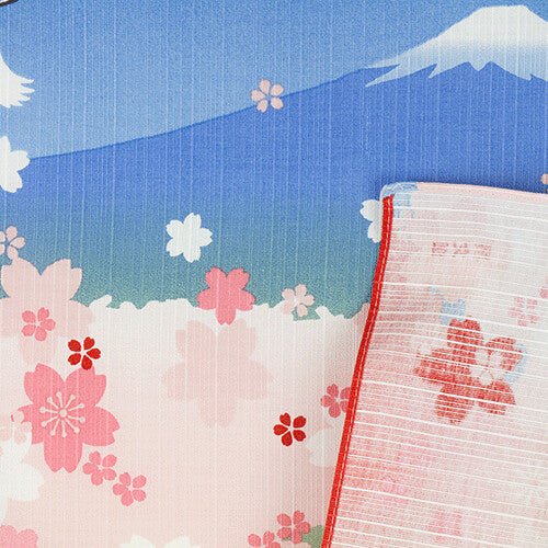 Furoshiki „Sakura Gojunoto Fujisan Blue“ (klein) – Nahaufnahme von Stoff und Muster, traditionelles Furoshiki-Tuch