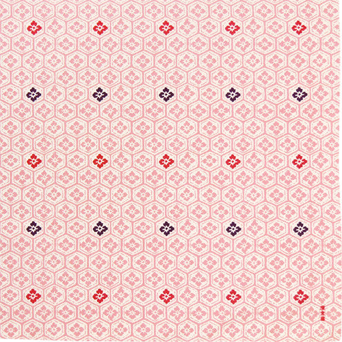 Furoshiki „Kikkō ni Hanabishi“ – Schildkrötenpanzer mit Blumenrauten in Rosa auf Baumwoll-Shantung, HAMAMONYO