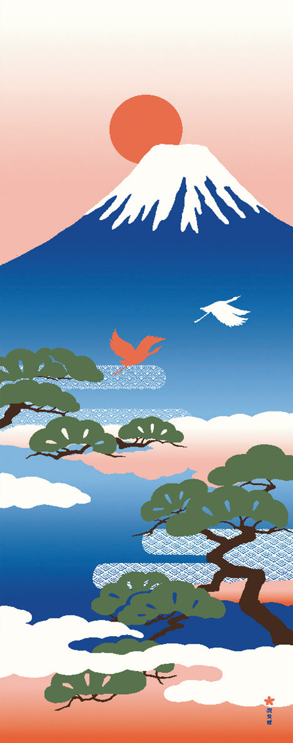 Tenugui Fuji To Matsu Hamamonyo – Tenugui, 100 % Baumwolle, Made in Japan