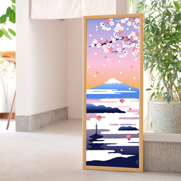 Tenugui Unkai Fuji To Sakura Hamamonyo – Tenugui, 100 % Baumwolle, Made in Japan