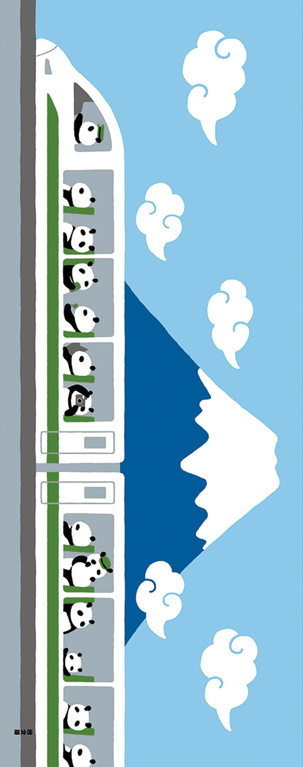 Tenugui Panda Train Hamamonyo – Tenugui, 100 % Baumwolle, Made in Japan