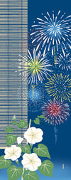 Tenugui Yogao Ni Natsu Hanabi Hamamonyo – Tenugui, 100 % Baumwolle, Made in Japan