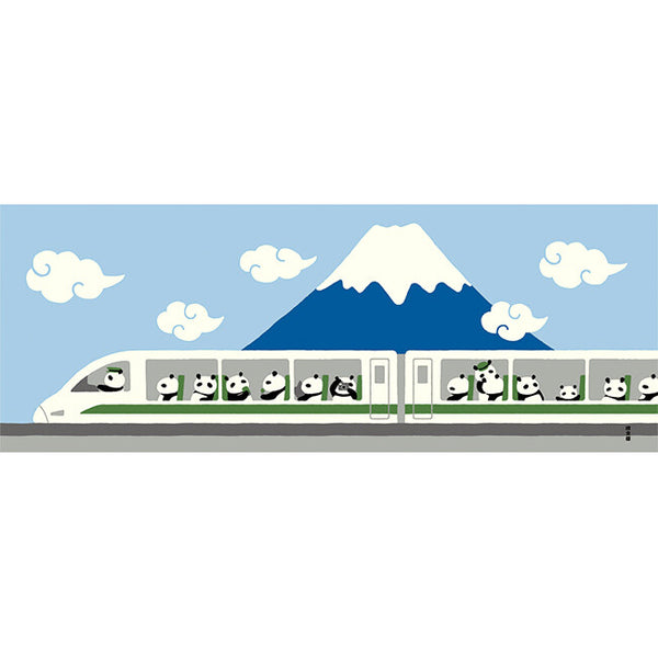 Tenugui Panda Train Hamamonyo – Tenugui, 100 % Baumwolle, Made in Japan