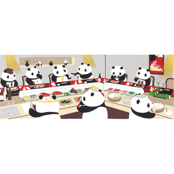 Tenugui Panda Sushi Bar Hamamonyo – Tenugui, 100 % Baumwolle, Made in Japan