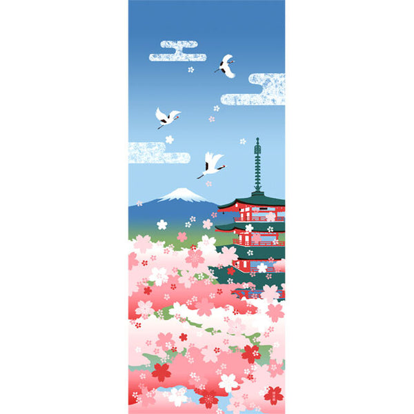 Tenugui Sakura To Fuji Hamamonyo – Tenugui, 100 % Baumwolle, Made in Japan