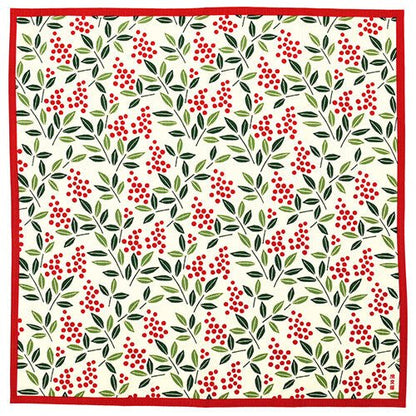 Furoshiki „Nanten zukushi Aka“ (klein) – japanisches Furoshiki-Tuch aus Baumwolle, Gesamtansicht des Motivs