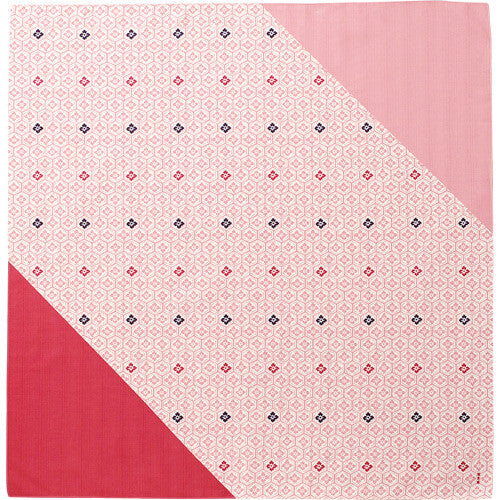 Furoshiki „Kikkō ni Hanabishi“ – Schildkrötenpanzer mit Blumenrauten in Rosa auf Baumwoll-Shantung, HAMAMONYO