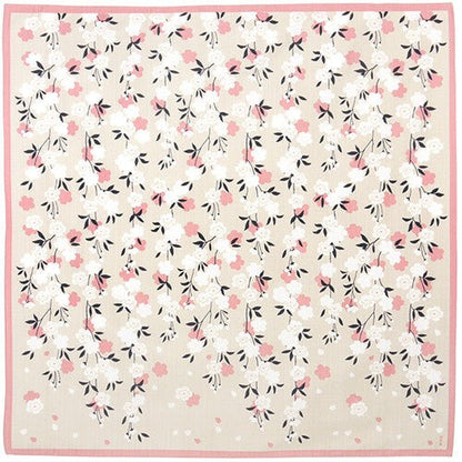 Furoshiki „Oubu Maizakura“ – Großes Tuch: Tanzende Kirschblüten auf Baumwoll-Shantung, HAMAMONYO