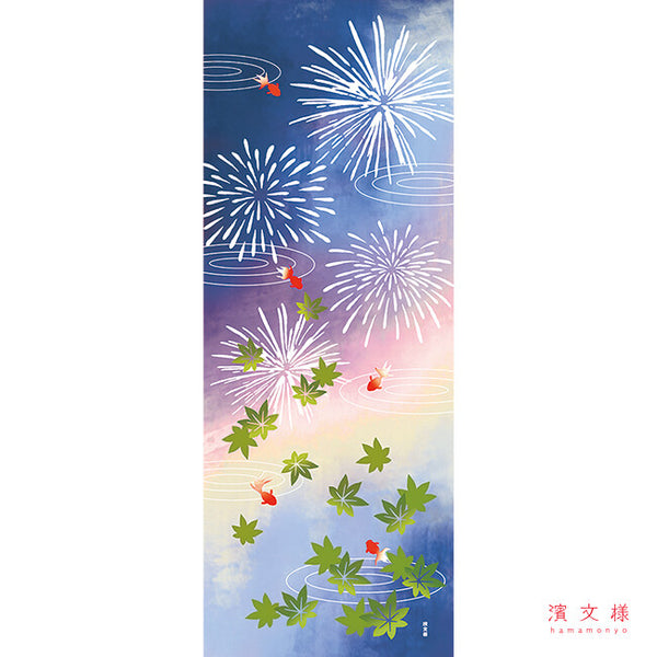 Tenugui Kingyo No Yume Hanabi Hamamonyo – Tenugui, 100 % Baumwolle, Made in Japan
