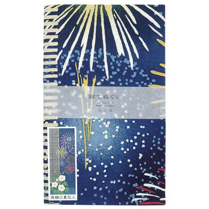 Tenugui Yogao Ni Natsu Hanabi Hamamonyo – Tenugui, 100 % Baumwolle, Made in Japan