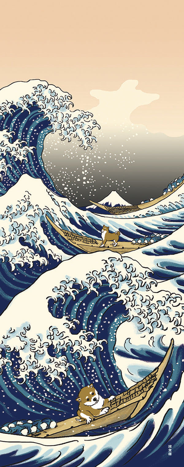 Tenugui Mameshiba Welle Hamamonyo – Tenugui, 100 % Baumwolle, Made in Japan