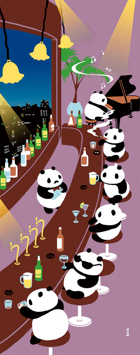 Tenugui Panda Bar Hamamonyo – Tenugui, 100 % Baumwolle, Made in Japan