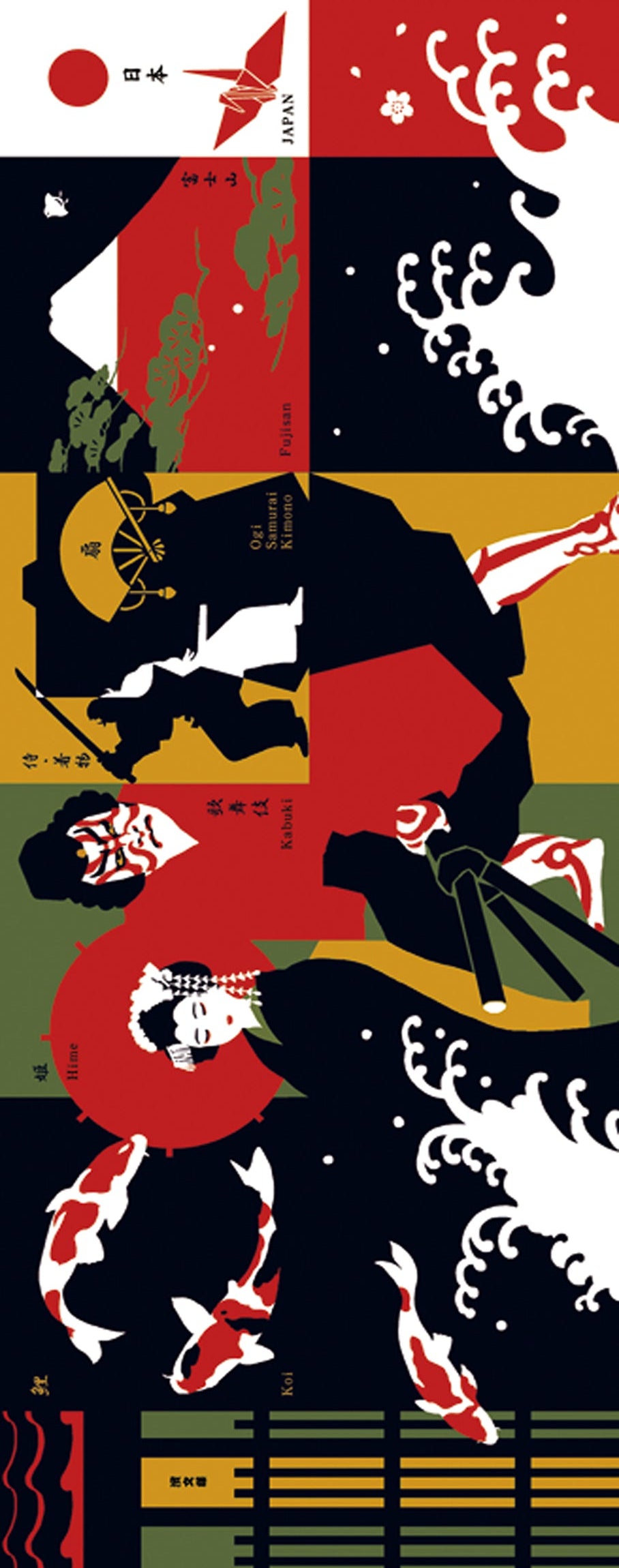 Tenugui Bon Nihon Hamamonyo – Tenugui, 100 % Baumwolle, Made in Japan