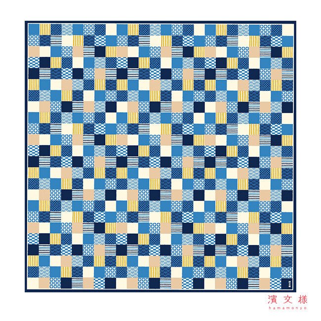 Furoshiki „Ichimatsu Komon Asobi“ (groß) – japanisches Furoshiki-Tuch aus Baumwolle, Gesamtansicht des Motivs