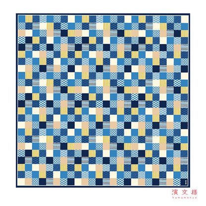 Furoshiki „Ichimatsu Komon Asobi“ (groß) – japanisches Furoshiki-Tuch aus Baumwolle, Gesamtansicht des Motivs
