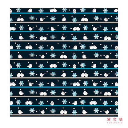 Furoshiki „Shimaenaga to Yuki“ (groß) – japanisches Furoshiki-Tuch aus Baumwolle, Gesamtansicht des Motivs