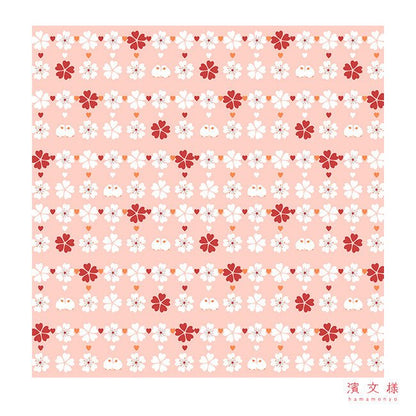 Furoshiki „Sakura Buncho“ (groß) – japanisches Furoshiki-Tuch aus Baumwolle, Gesamtansicht des Motivs