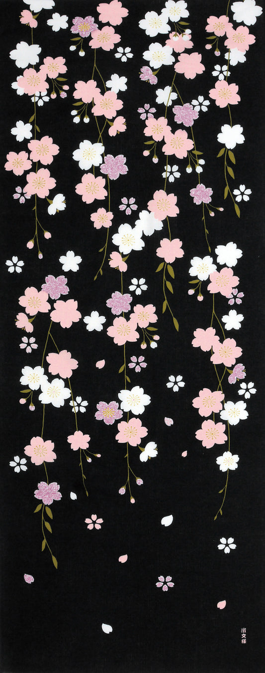 Tenugui Shidare Yozakura Hamamonyo – Tenugui, 100 % Baumwolle, Made in Japan