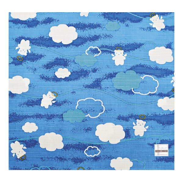 Furoshiki „Kuma Kumo Tenshi“ (groß) – japanisches Furoshiki-Tuch aus Baumwolle, Gesamtansicht des Motivs