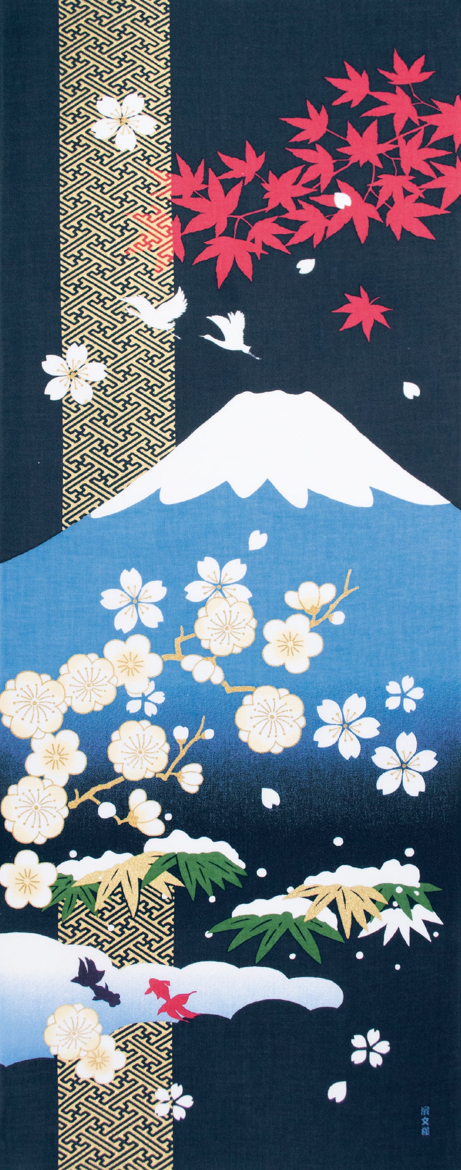 Tenugui Shiki Fujisan Hamamonyo – Tenugui, 100 % Baumwolle, Made in Japan