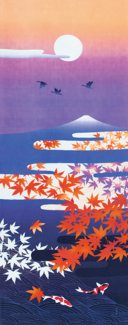 Tenugui Yugure Zuki Hamamonyo – Tenugui, 100 % Baumwolle, Made in Japan