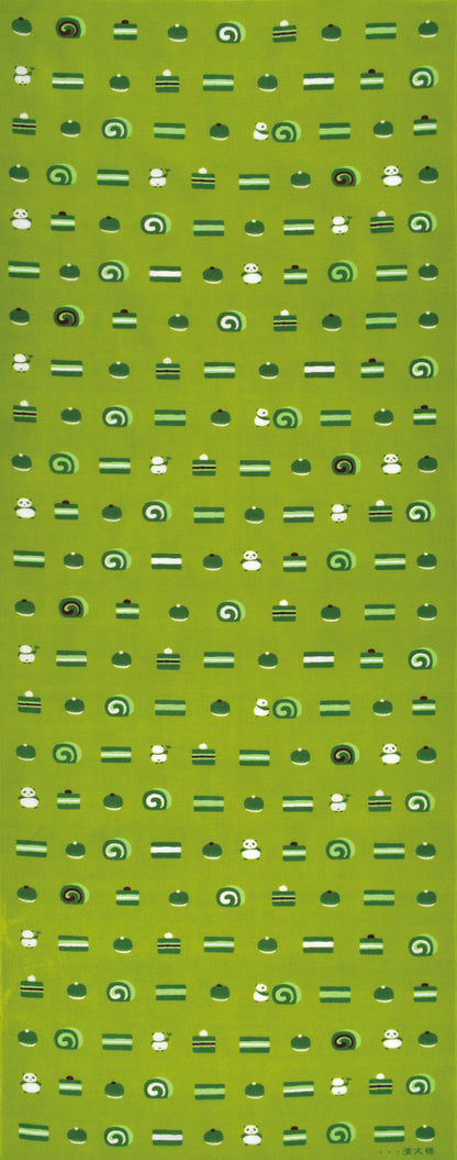 Tenugui Omatcha Gashi Hamamonyo – Tenugui, 100 % Baumwolle, Made in Japan