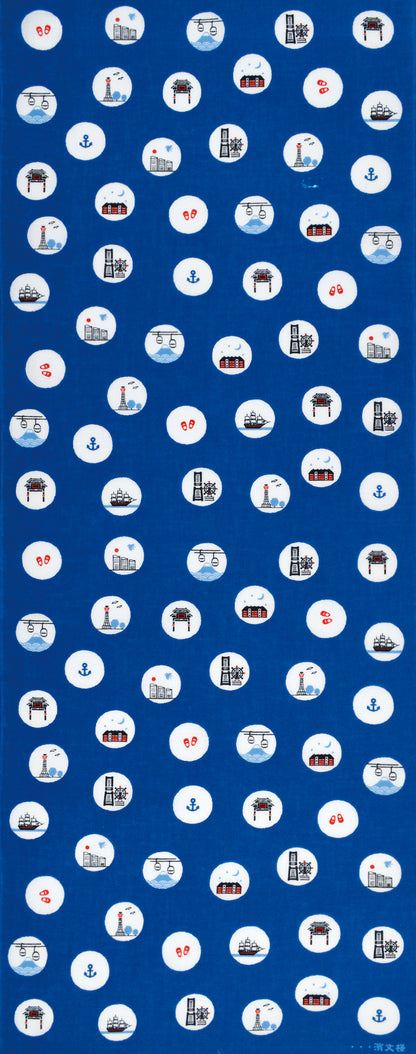 Tenugui Yokohama Mizutama Hamamonyo – Tenugui, 100 % Baumwolle, Made in Japan