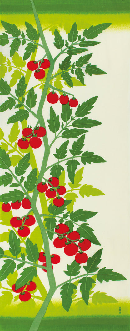 Tenugui Suzunari Puchi Tomato Hamamonyo – Tenugui, 100 % Baumwolle, Made in Japan